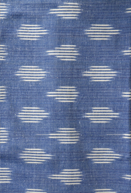 Light Blue with White Pattern Ikat Weave Running Fabric