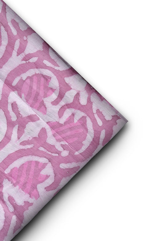 Dark Pink Dabu Hand Block Printed Cotton Running Fabric