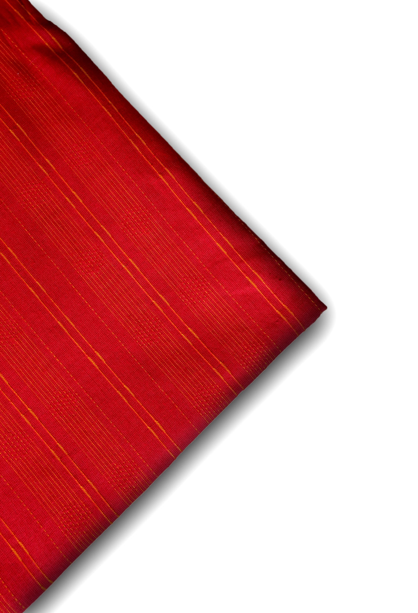 Handloom Red with Yellow Interwoven Threads Running Fabric