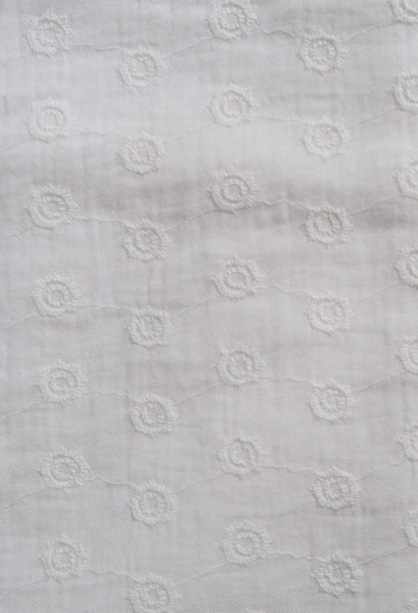 White Dyeable Flower Embroidered Cotton Running Fabric