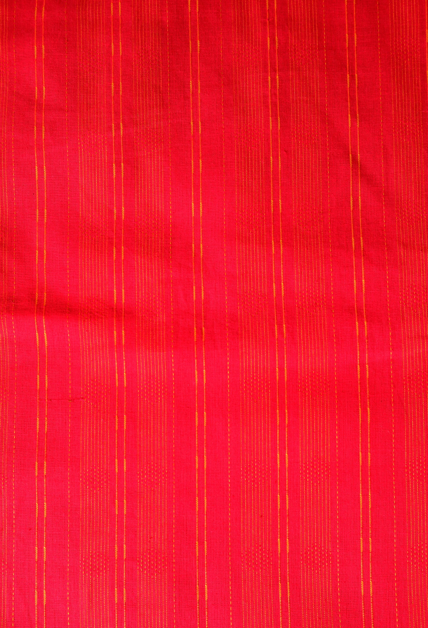 Handloom Red with Yellow Interwoven Threads Running Fabric