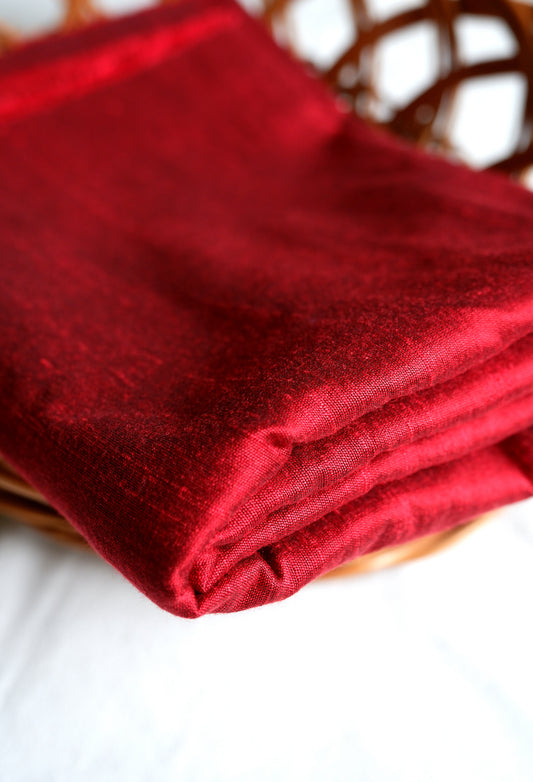 Plain Red Silk Cotton Running Fabric