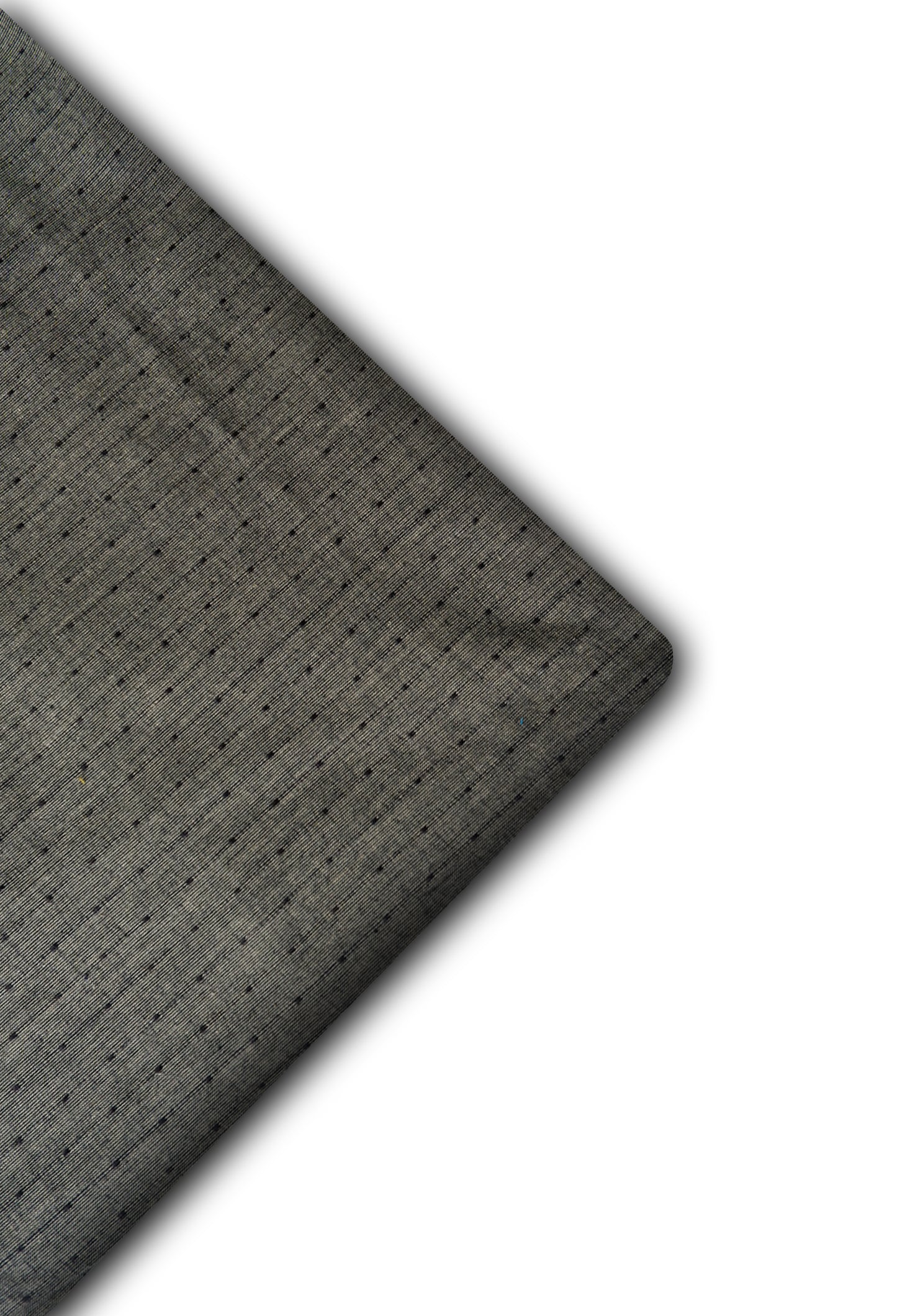 Grey with Green Cross-Colour Handloom Cotton Running Fabric