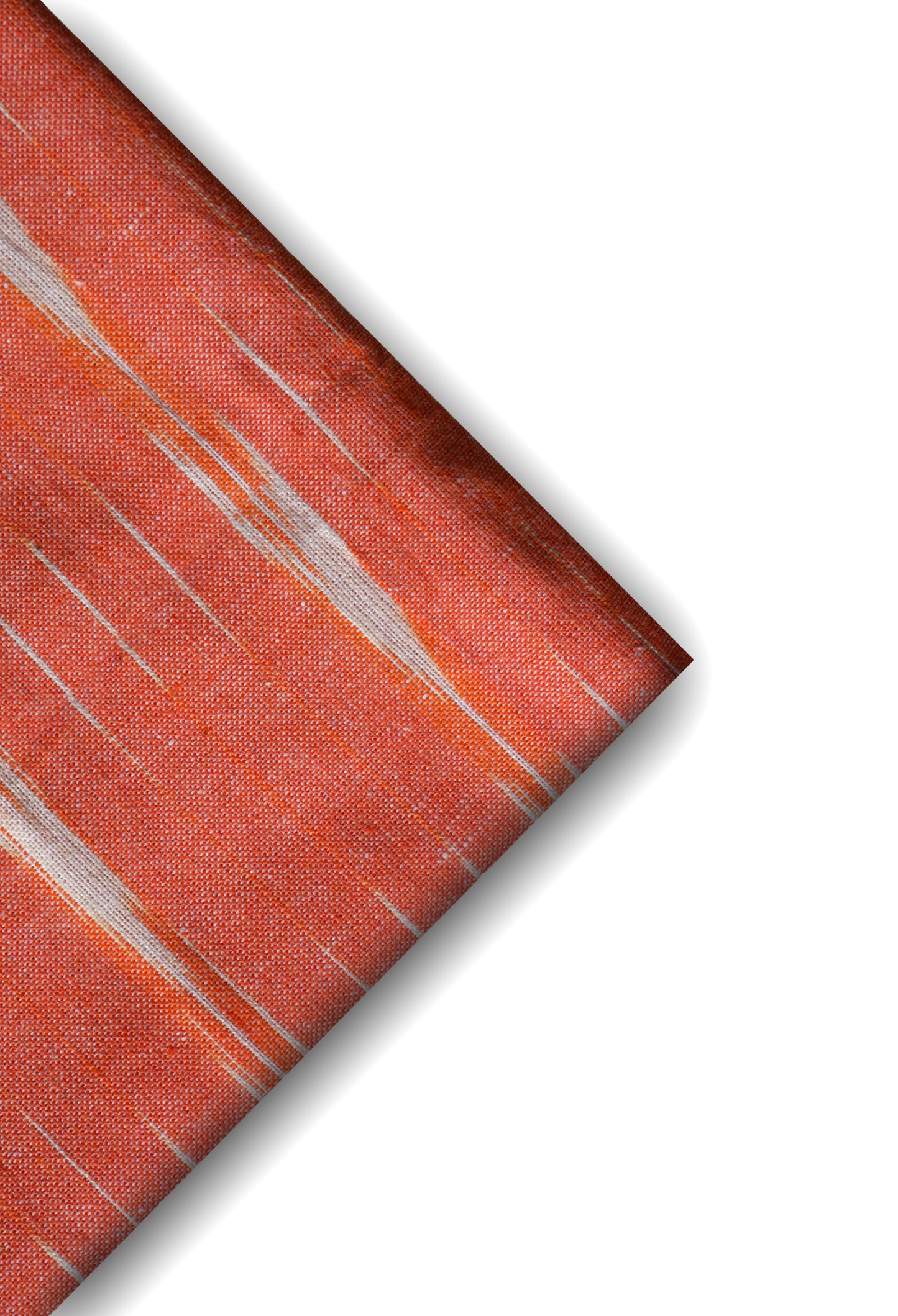 Peach with White Pattern Ikat Weave Running Fabric