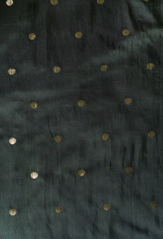 Dark Green Jaributta Silk Cotton Running Fabric